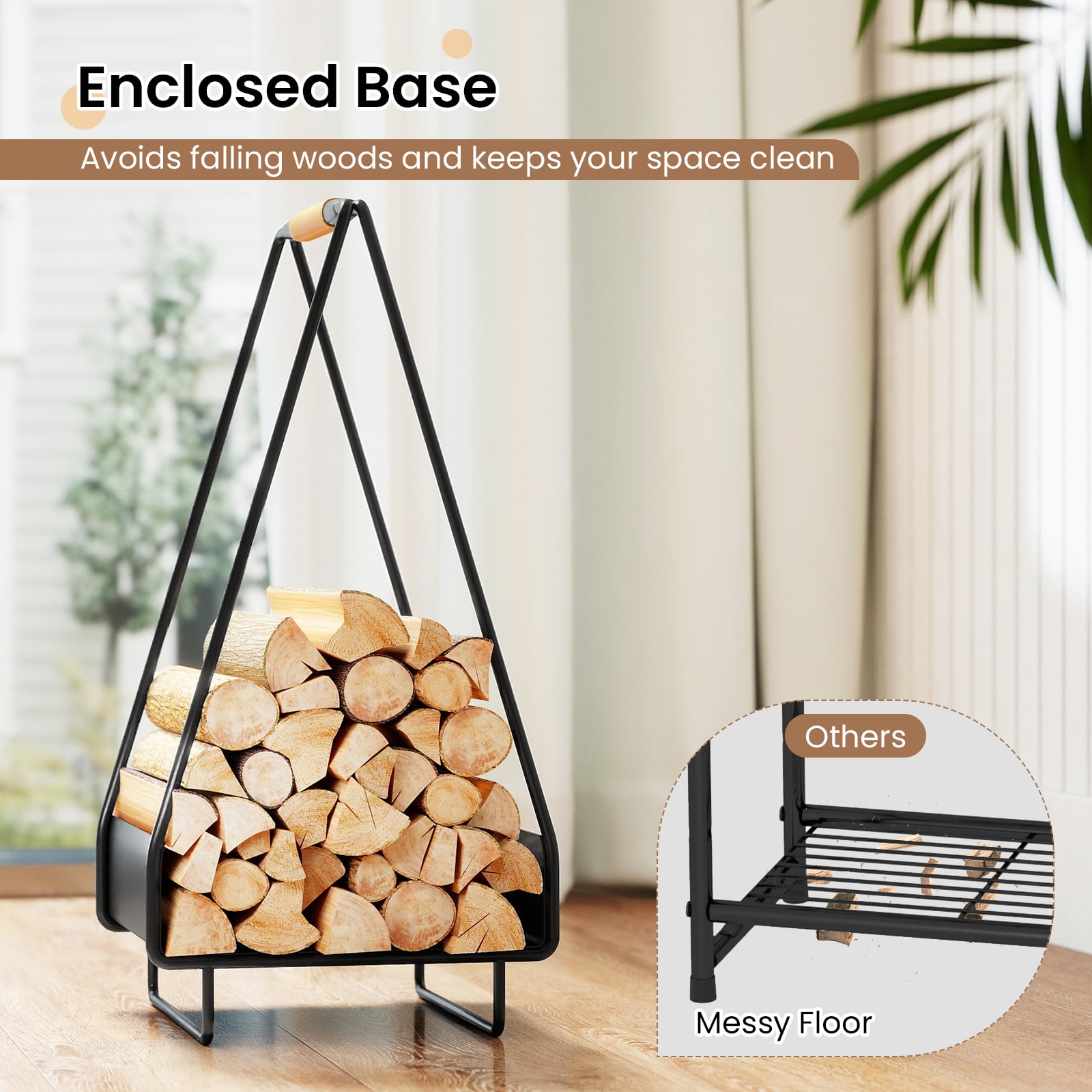 Firewood Storage Rack Heavy-duty Metal Log Holder with Handle and Square Rack Log Storage at Gallery Canada