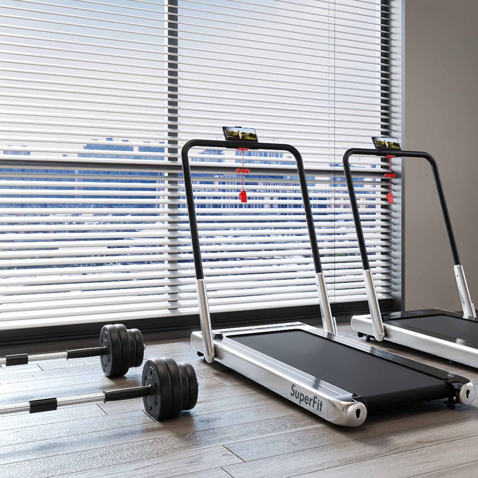 Fitness Room Set: Dumbbell Weight Set+3-in-1 3HP Folding Treadmill Exercise Machines at Gallery Canada