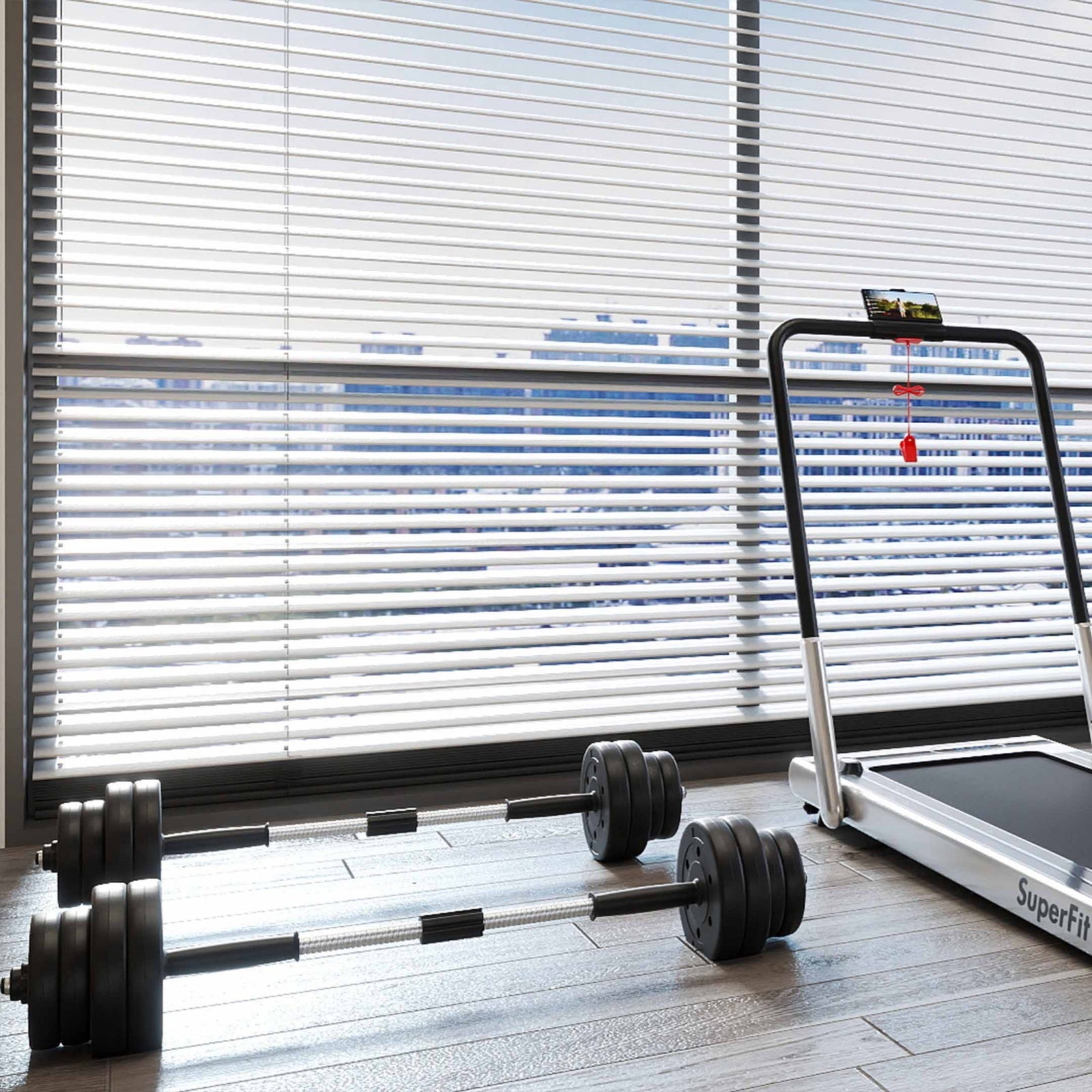 Fitness Room Set: Dumbbell Weight Set+3-in-1 3HP Folding Treadmill Exercise Machines at Gallery Canada