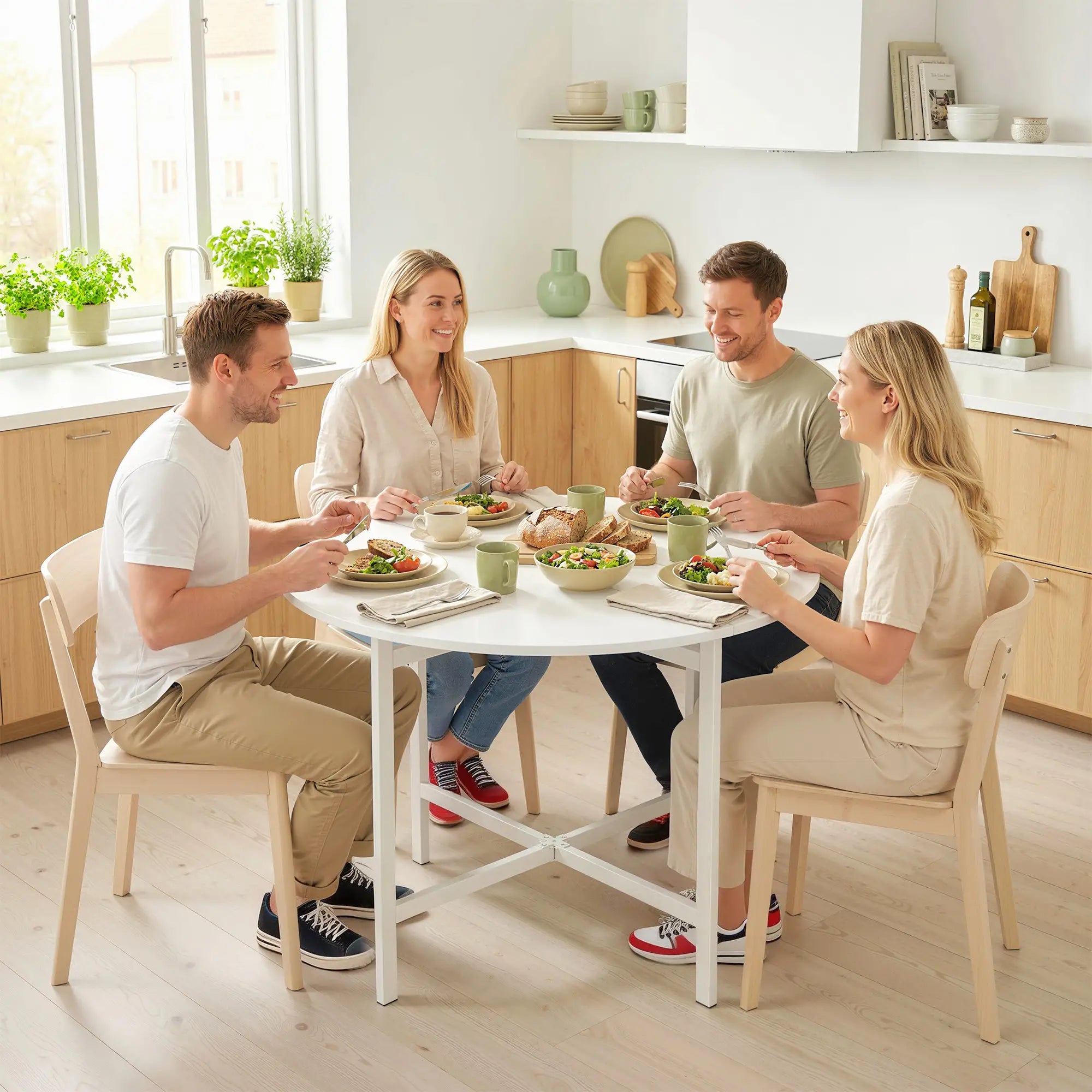 Folding Drop Leaf Dining Table, 80 cm, White Dining Tables at Gallery Canada