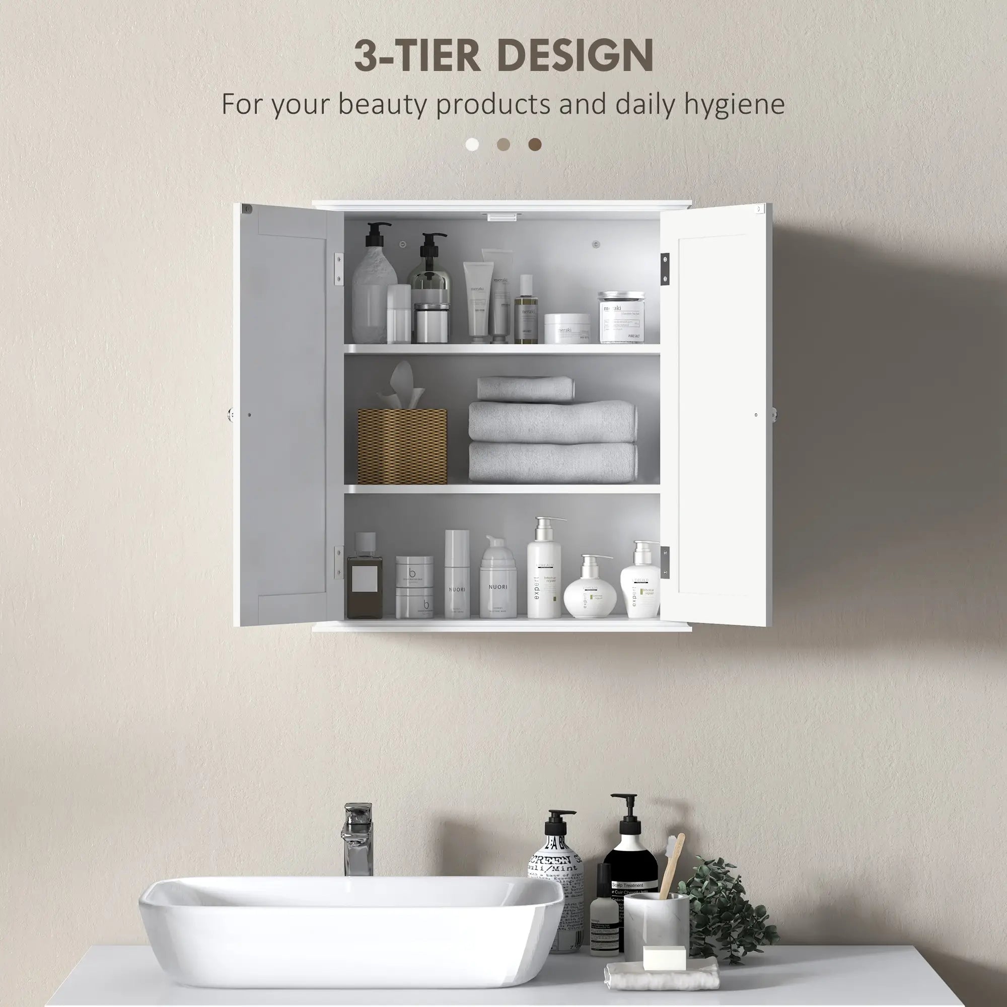 Bathroom Medicine Cabinet, Wall Cabinet with 2 Doors and Adjustable Shelf, Space Saver Over Toilet Cabinet Wall Mounted Cabinets at Gallery Canada