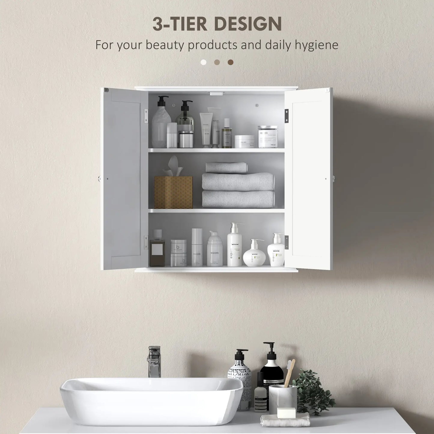 Bathroom Medicine Cabinet, Wall Cabinet with 2 Doors and Adjustable Shelf, Space Saver Over Toilet Cabinet Wall Mounted Cabinets at Gallery Canada