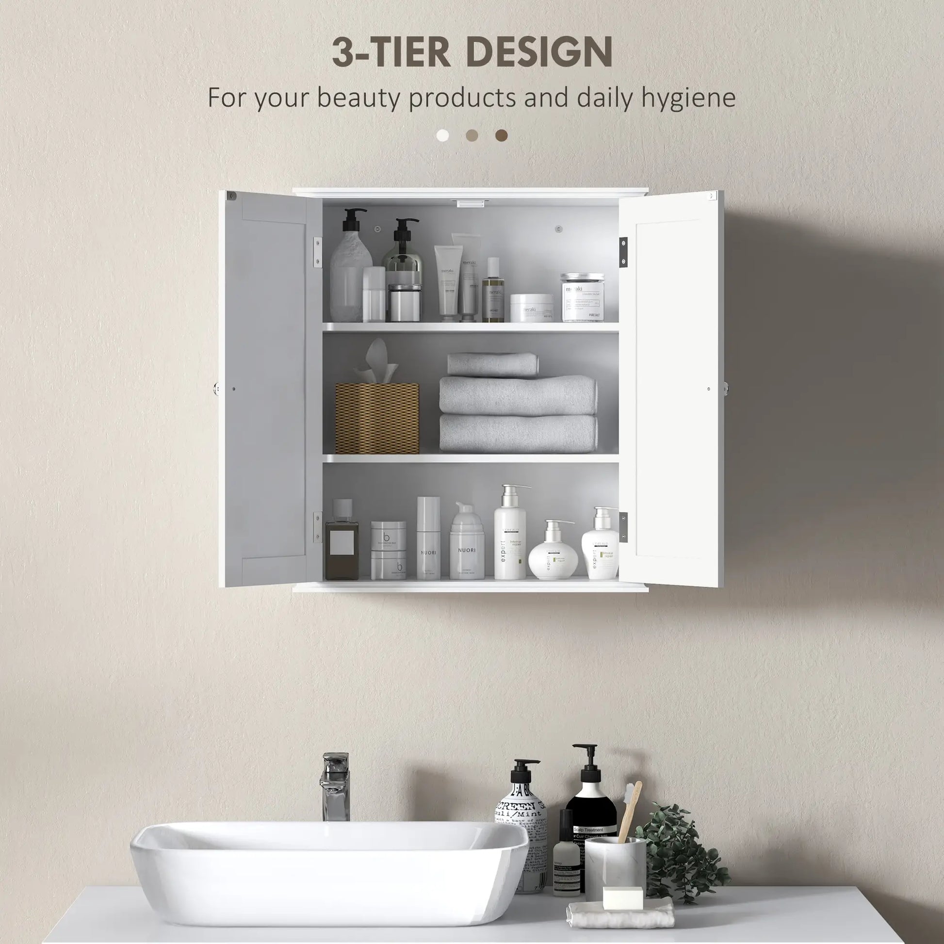 Bathroom Medicine Cabinet, Wall Cabinet with 2 Doors and Adjustable Shelf, Space Saver Over Toilet Cabinet Wall Mounted Cabinets at Gallery Canada