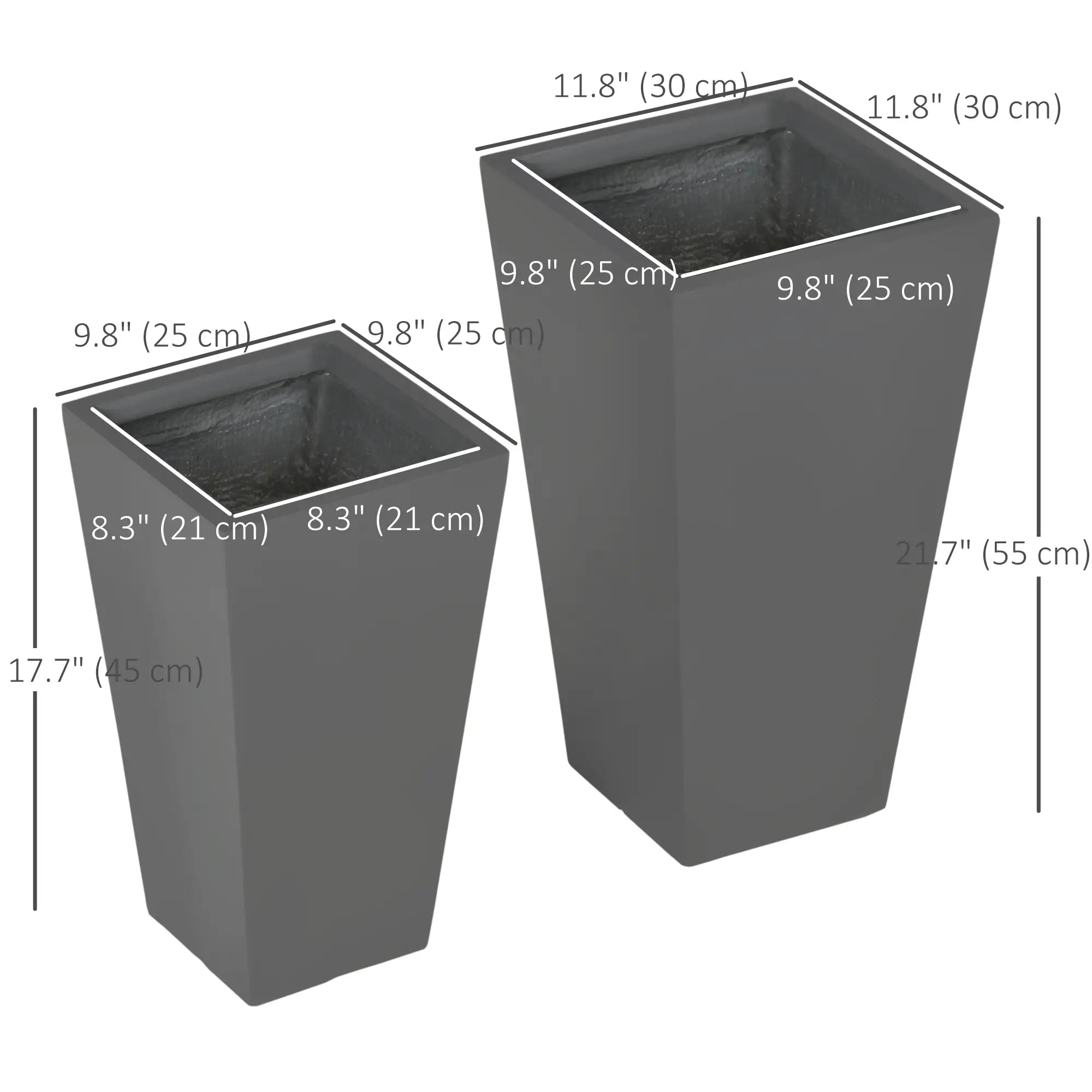 Set of 2 Tall Planters, 22