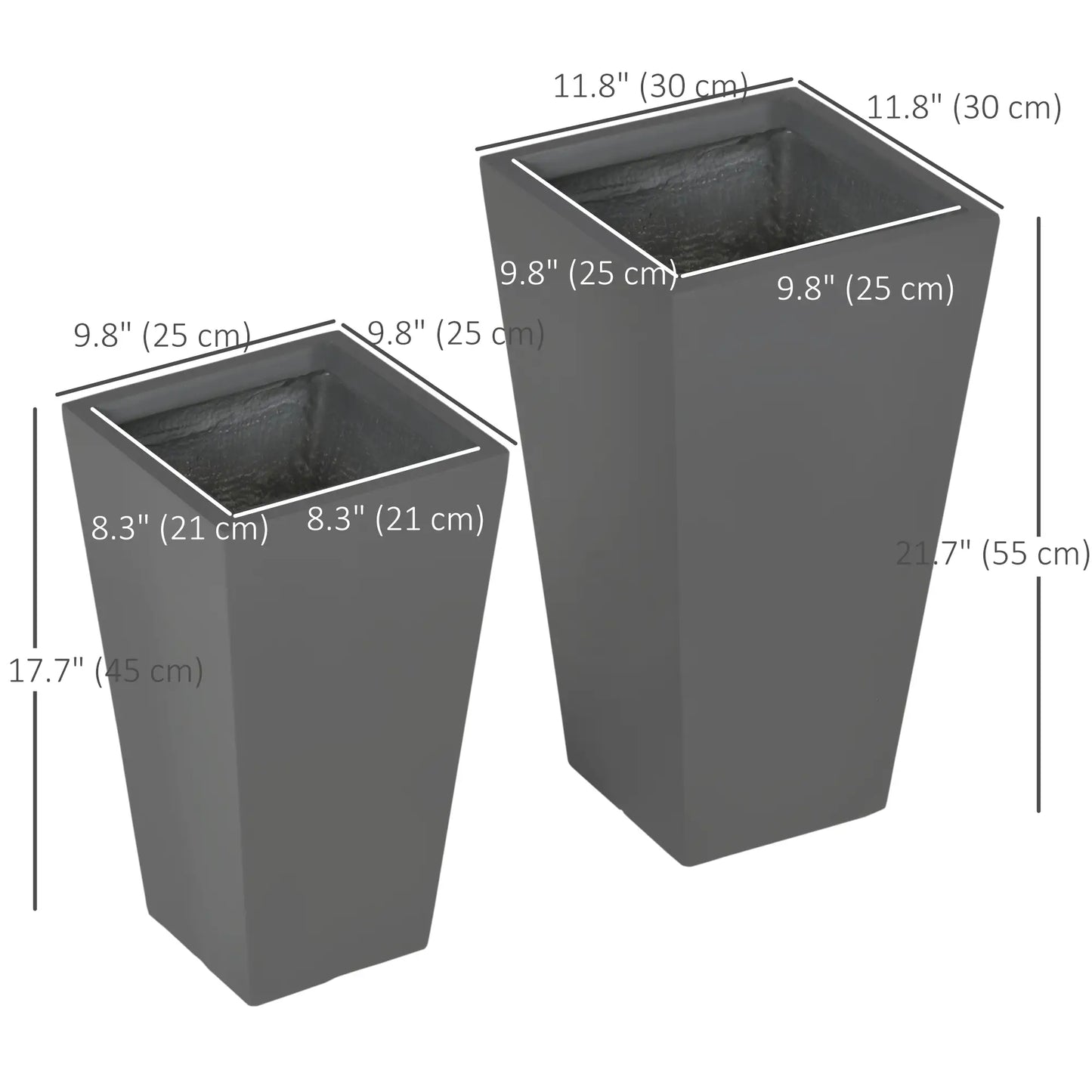Set of 2 Tall Planters, 22" / 18", Outdoor, Grey Garden Accessories at Gallery Canada