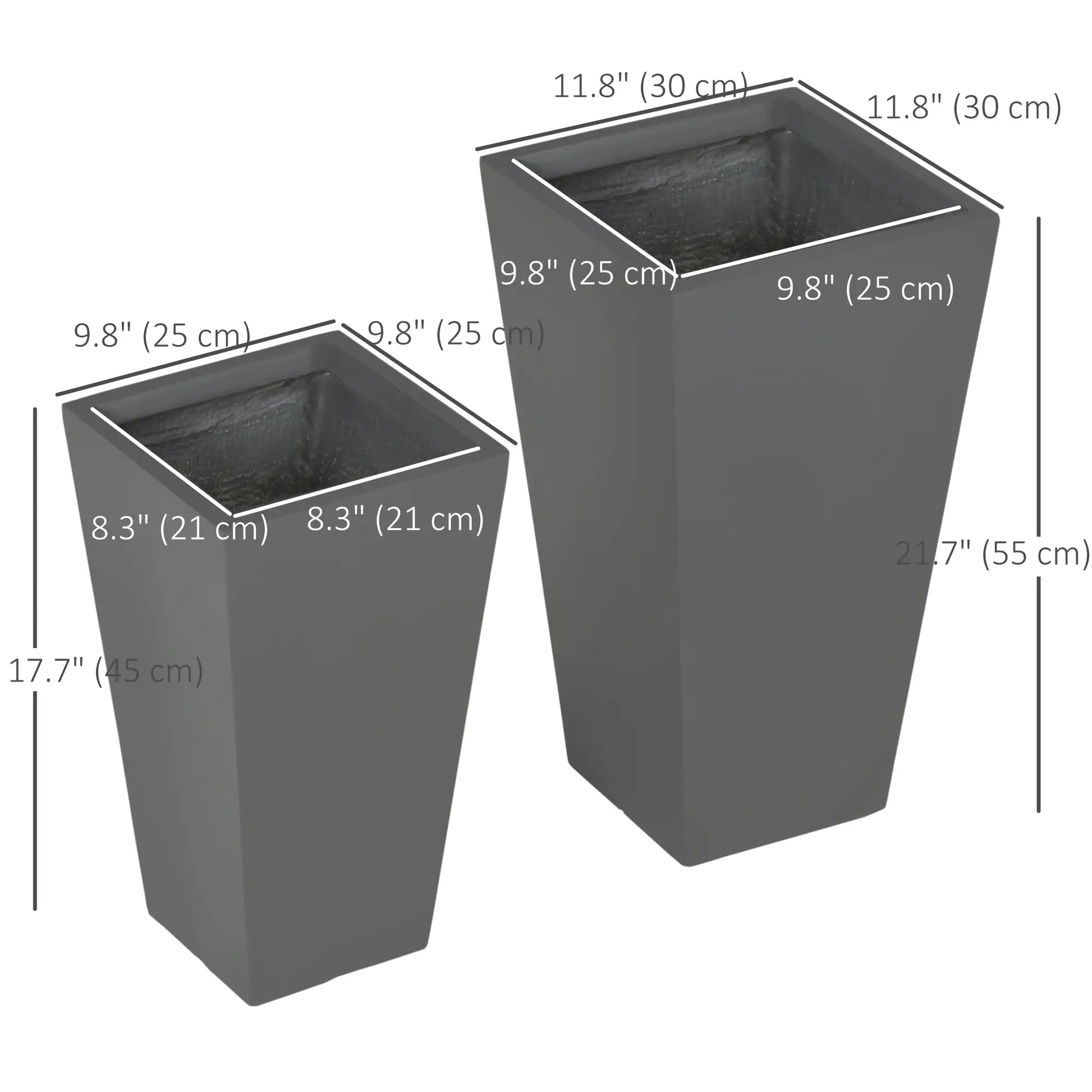 Set of 2 Tall Planters, 22" / 18", Outdoor, Grey Garden Accessories at Gallery Canada