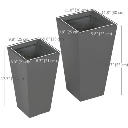 Set of 2 Tall Planters, 22" / 18", Outdoor, Grey Garden Accessories at Gallery Canada
