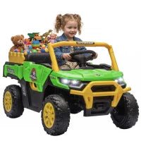 Tracteur Électrique pour Enfants 12V, Télécommande, Double Moteur, Vert