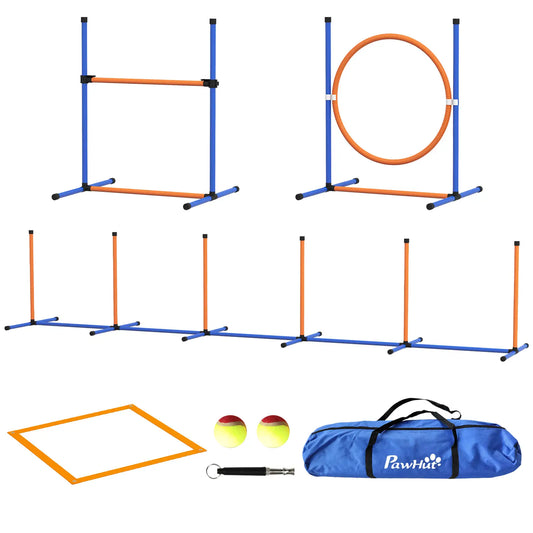 Dog Agility Training Equipment, Weave Poles, Adjustable Hurdle, Jump Ring Dog Agility Training Equipment Orange, Blue at Gallery Canada