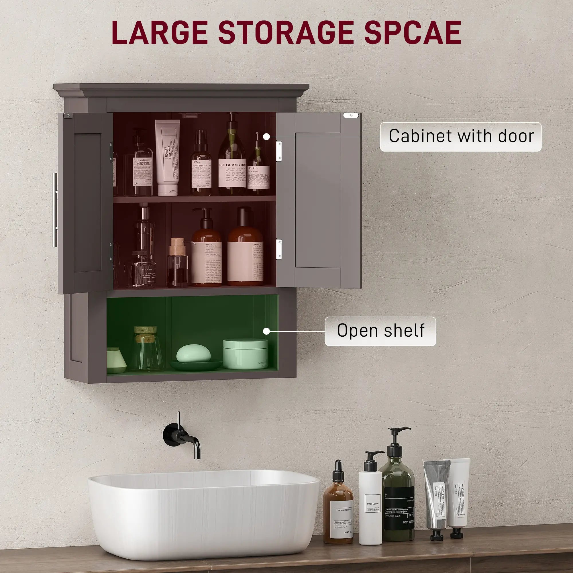 Bathroom Wall Cabinet, Medicine Cabinet with Shelf, Brown Bathroom Cabinets at Gallery Canada