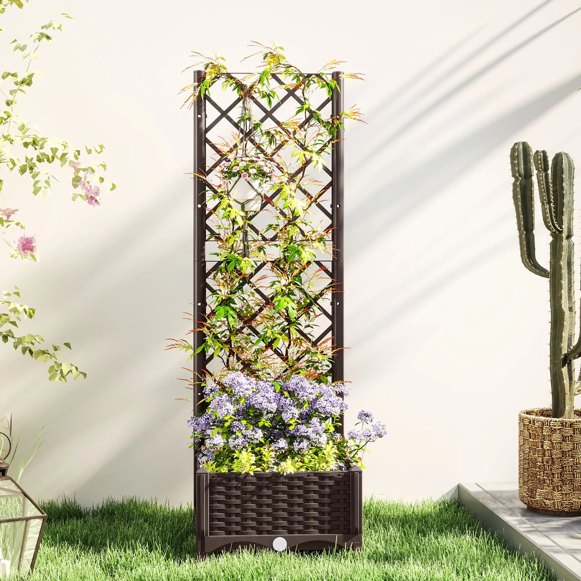 Raised Garden Bed with Trellis, Plastic, 16