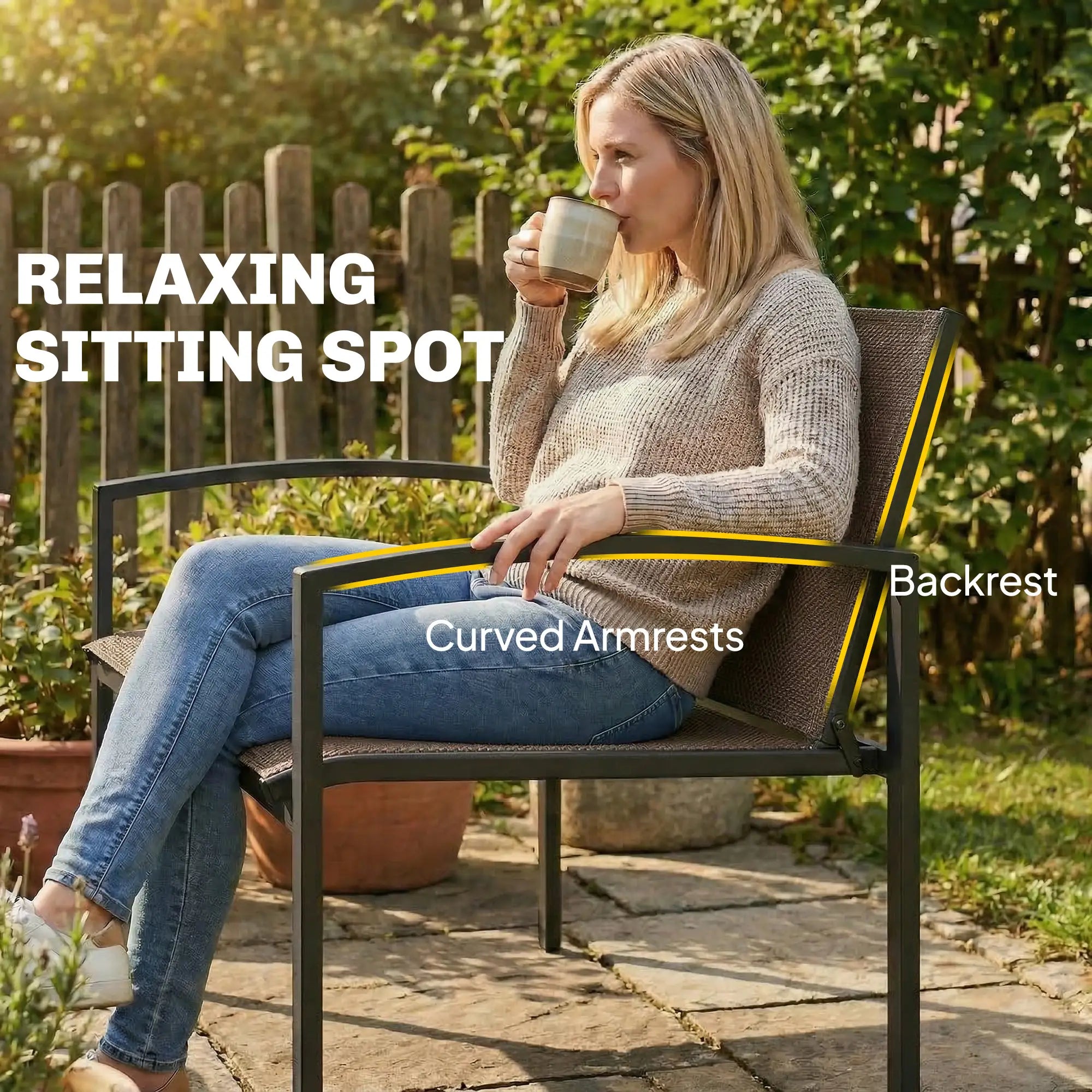 44 in Metal Garden Bench, Breathable Mesh Fabric, Dark Brown Outdoor Benches at Gallery Canada