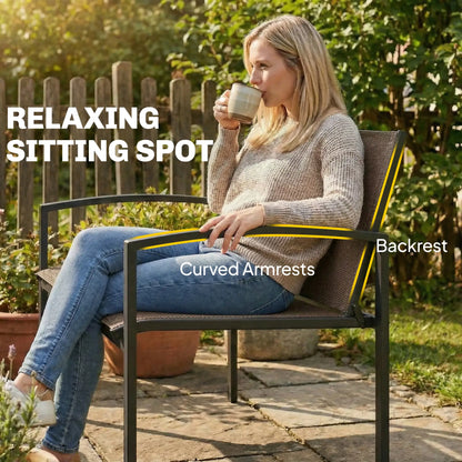 44 in Metal Garden Bench, Breathable Mesh Fabric, Dark Brown Outdoor Benches at Gallery Canada