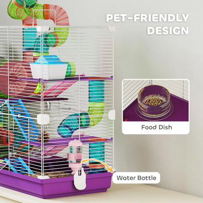 5-Tier Hamster Cage, With Wheels, Tube, Bottle, Dishes, Purple Hamster Cages at Gallery Canada