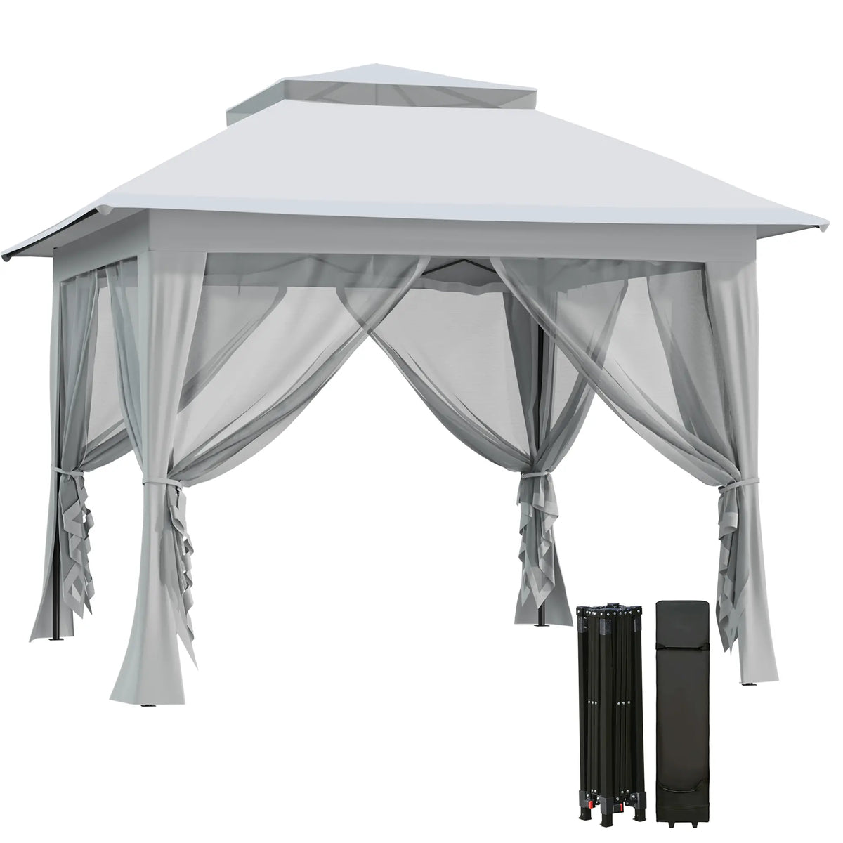 12' x 12' Foldable Pop-Up Party Tent, Steel Frame, Light Grey Pop Up Canopies at Gallery Canada