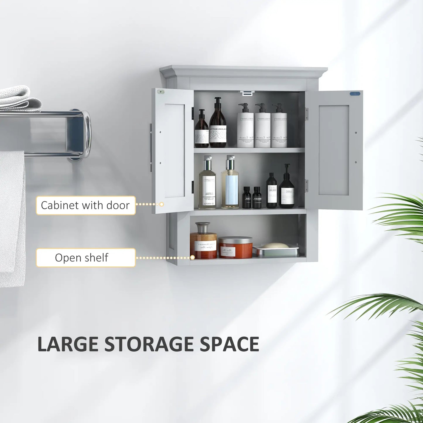 Bathroom Wall Cabinet, Medicine Storage with Shelf, Grey Wall Mounted Cabinets at Gallery Canada