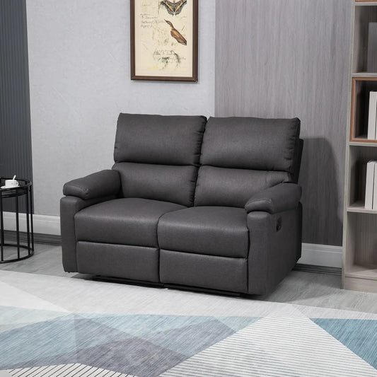 2 Seater Reclining Loveseat, Footrest, Split Backrest, Dark Grey 2-Seater Sofas Dark Grey at Gallery Canada