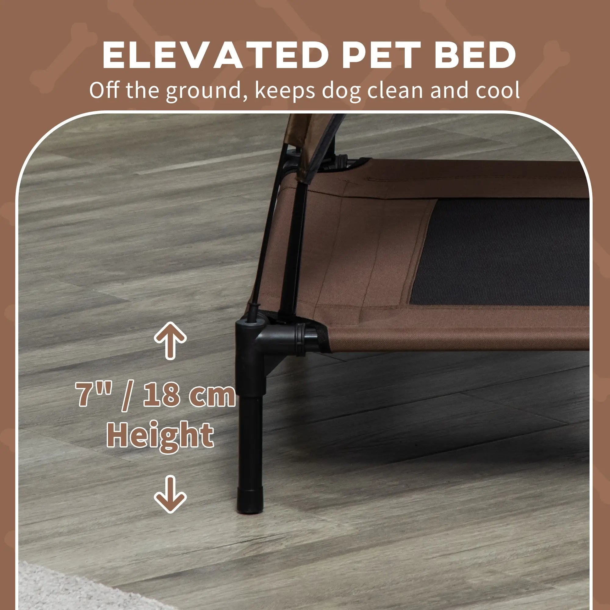 Elevated Dog Bed with Canopy, Portable Dog Cot, L Size, 36