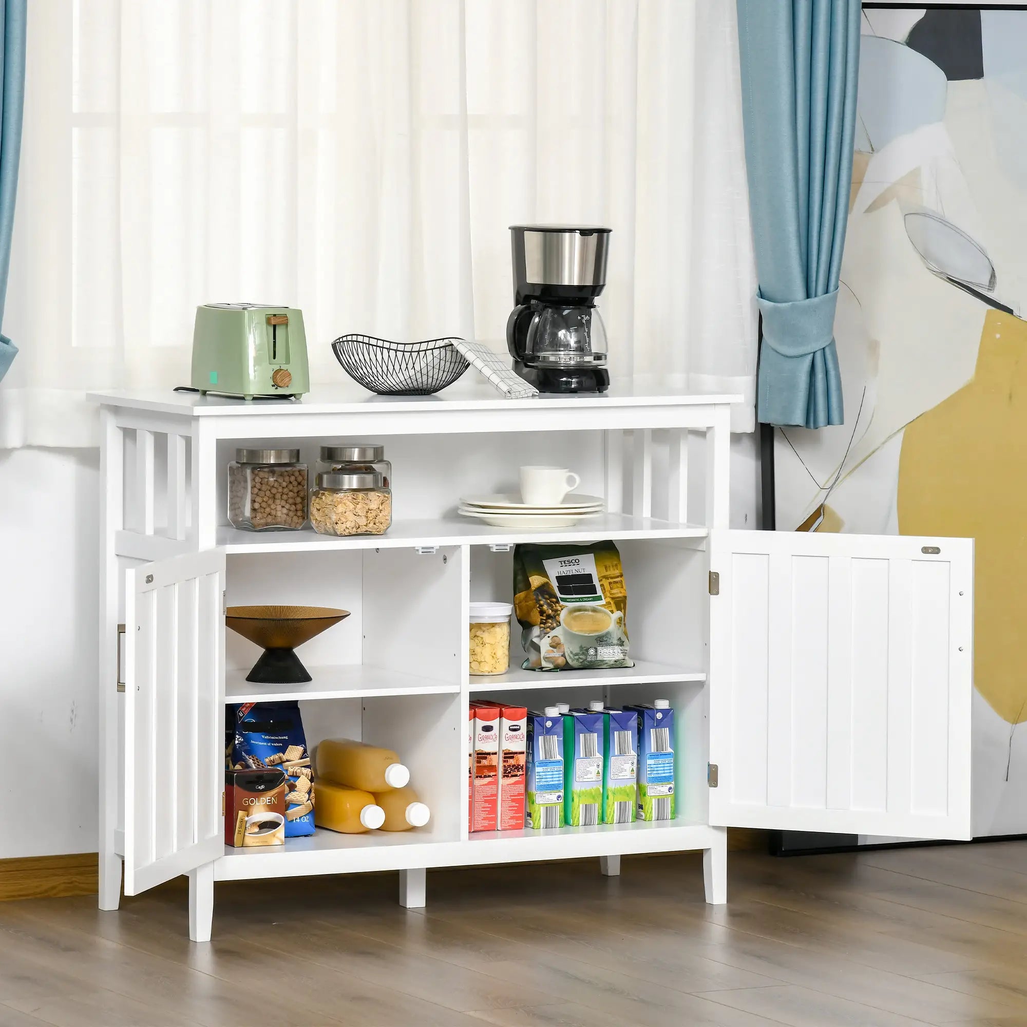 Sideboard Buffet Cabinet, 2 Doors, Adjustable Shelves, Kitchen Dining, White Bar Cabinets at Gallery Canada