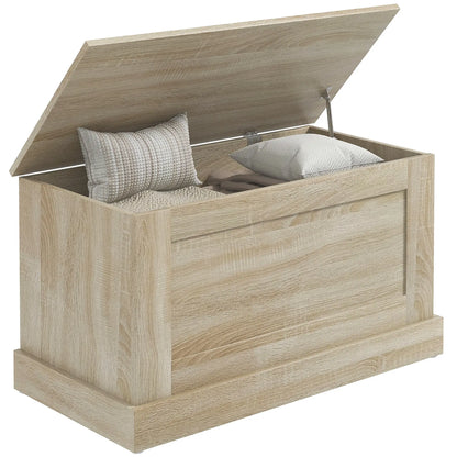 31.5 Inches Storage Chest, Wooden Trunk with Safety Hinge, Natural Wood Grain Storage Cabinets at Gallery Canada