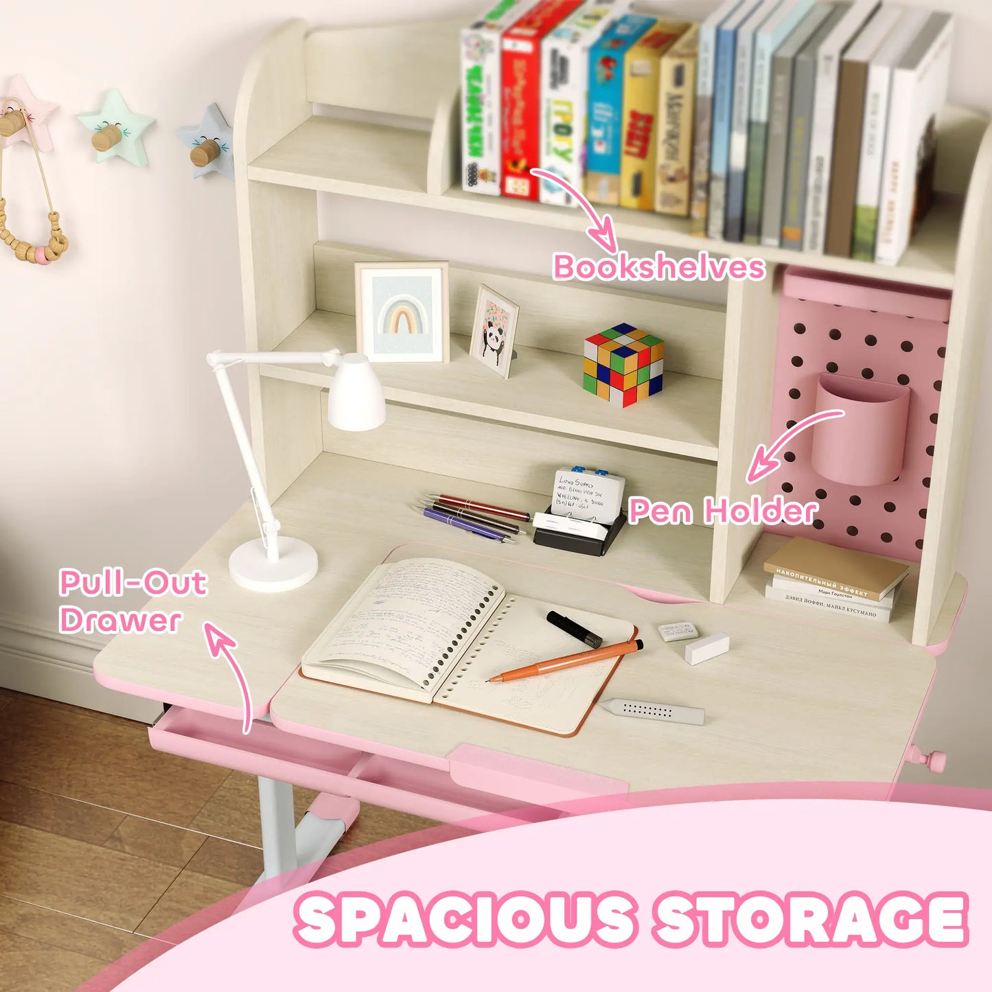 Kids Desk Chair Set, Adjustable Height, Ages 3-12, Pink Kids Desk Sets at Gallery Canada