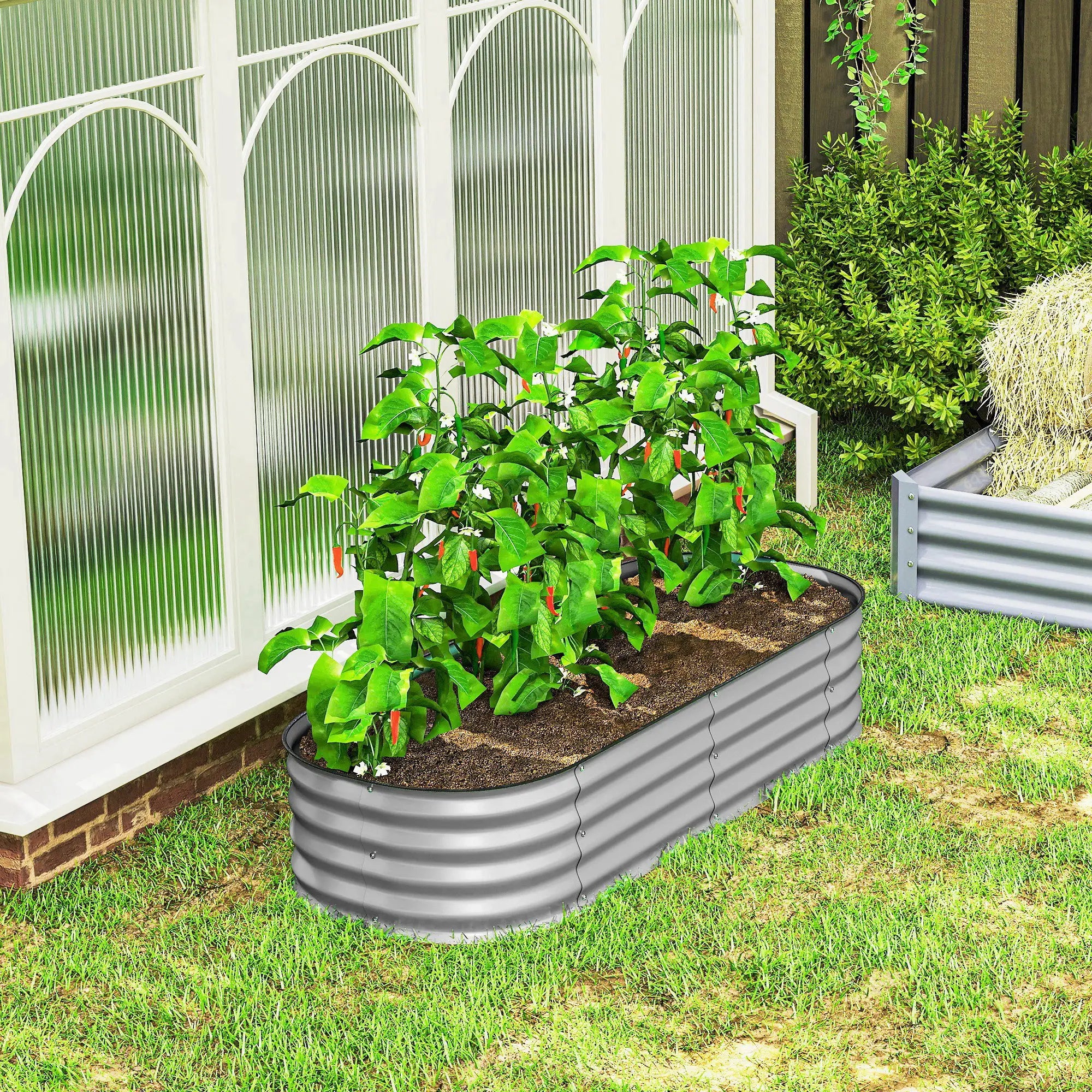 4.9 x 2 x 1ft Galvanized Raised Garden Bed, Metal Planter Box, Silver Galvanized Planter Boxes at Gallery Canada