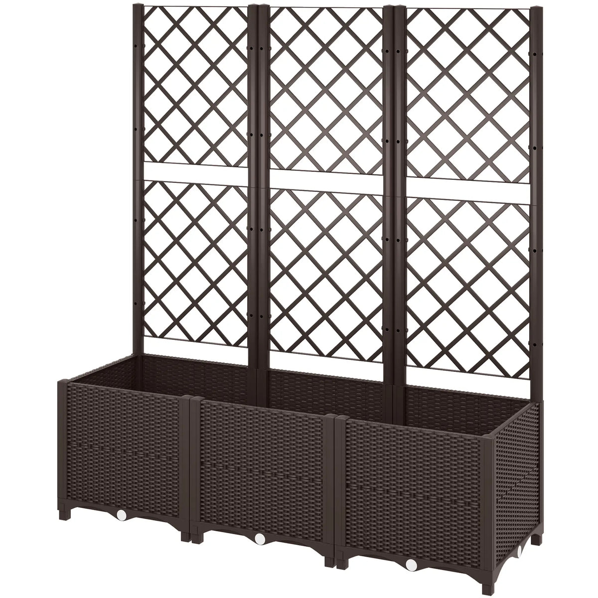 Raised Garden Bed With Trellis, Plastic With Drainage Holes And Plugs Raised Garden Beds Brown at Gallery Canada