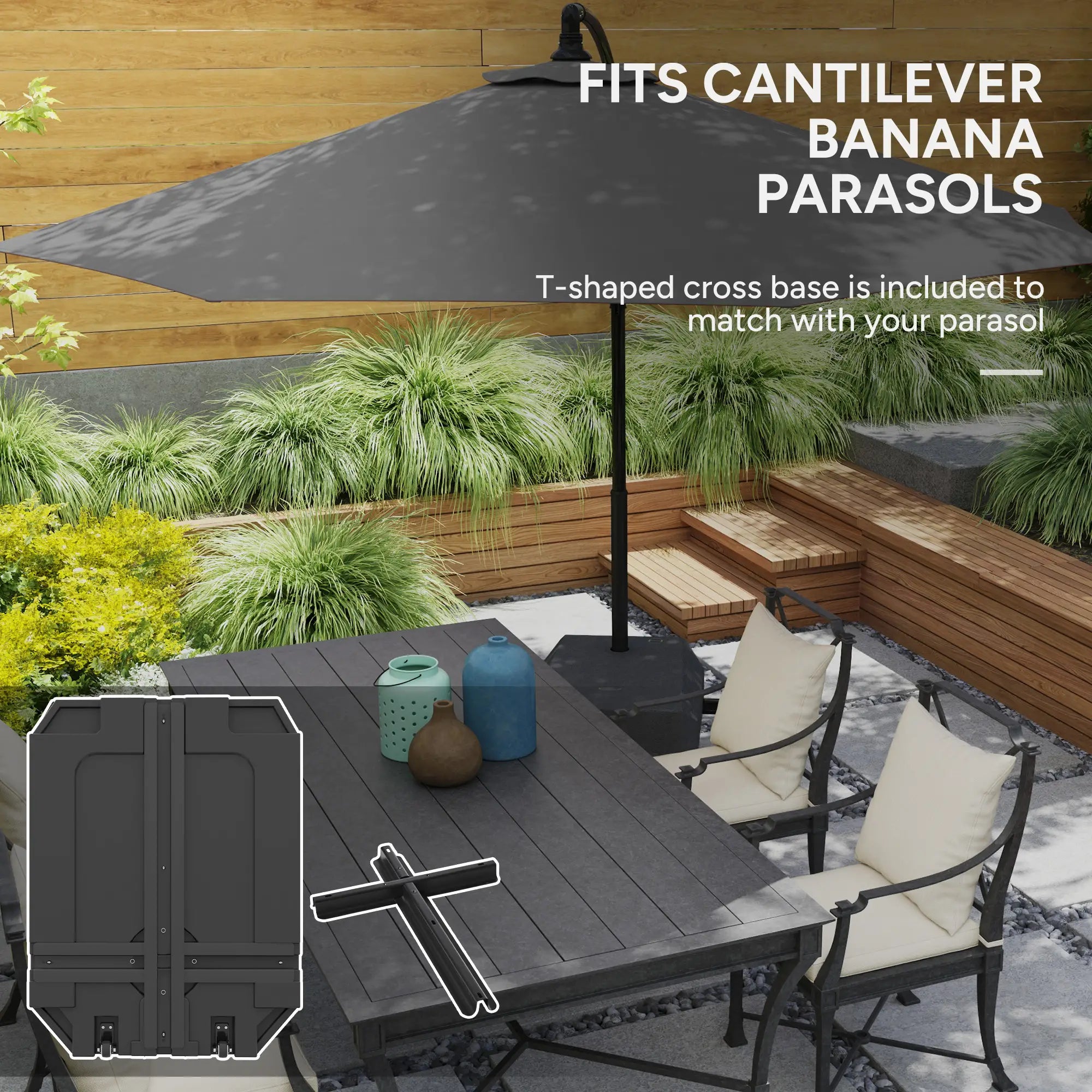Heavy Duty Cantilever Umbrella Stand With Wheels, Water/Sand Filled Umbrella Bases at Gallery Canada