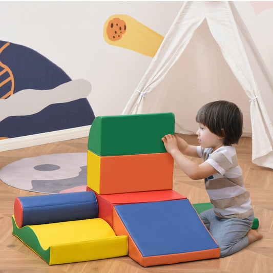 7-piece Soft Play, Freely-assembled Kids Crawl and Climb Activity Soft Play Equipment, Indoor Foam Play Set for 1-3 Years Old, Multicolored - Gallery Canada