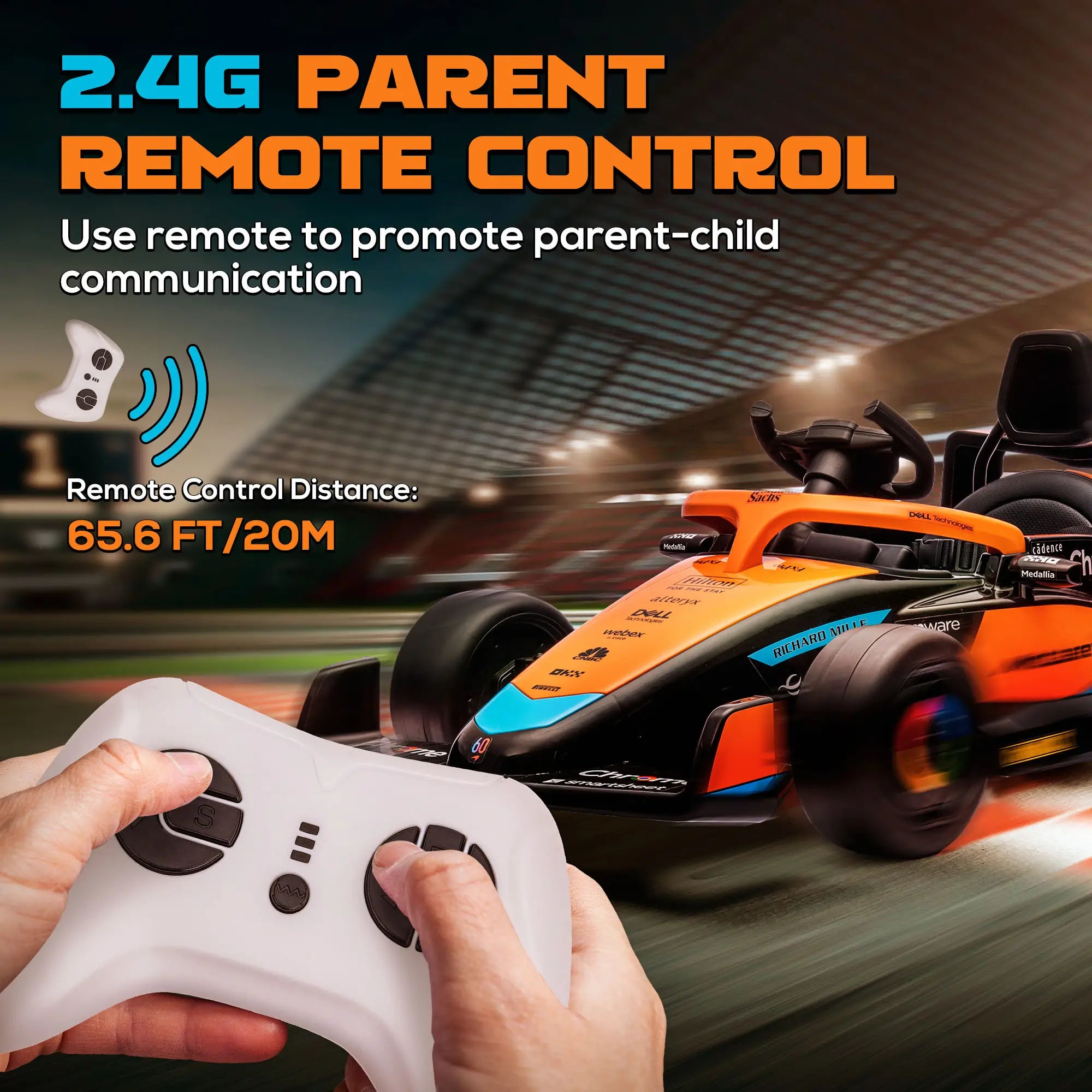 12V Electric Car For Kids, Suspension, Music, MP3, Remote Control, Orange Electric Toy Cars at Gallery Canada