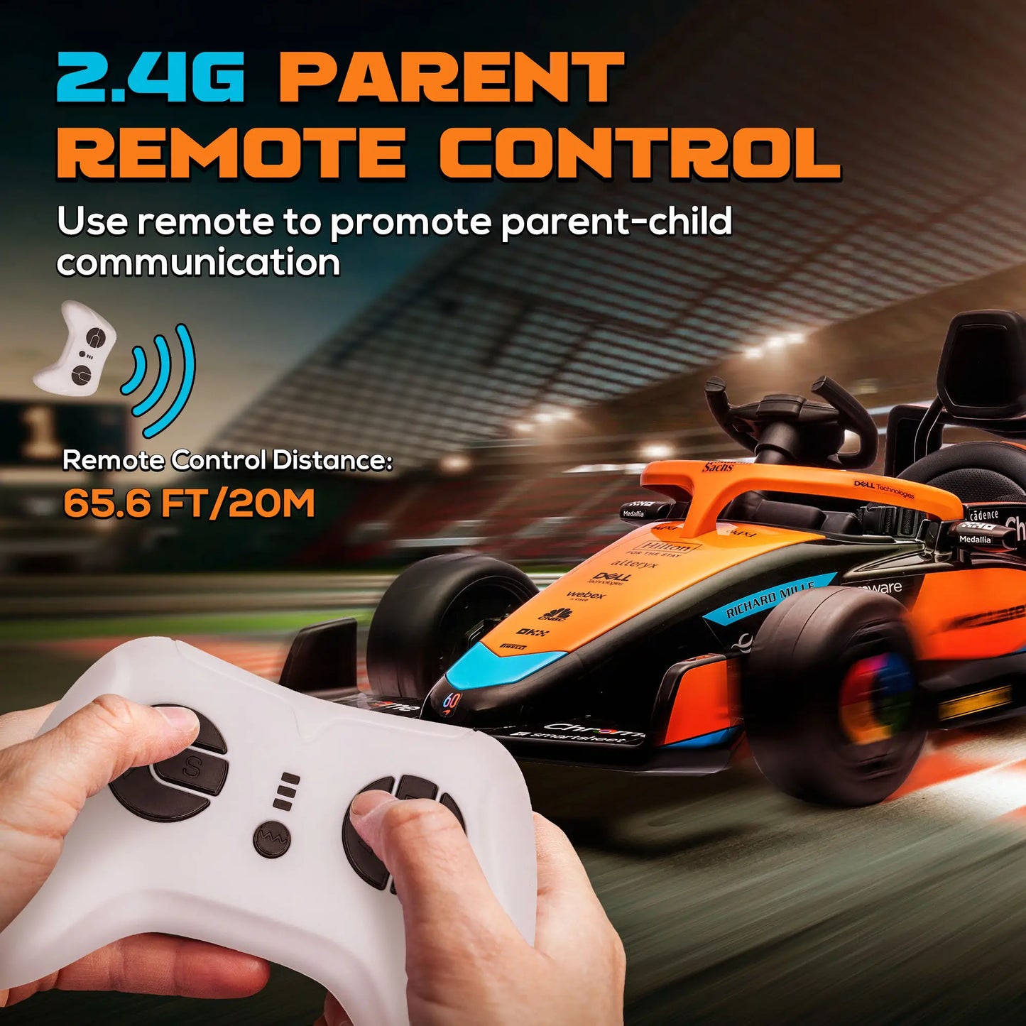 12V Electric Car For Kids, Suspension, Music, MP3, Remote Control, Orange Electric Toy Cars at Gallery Canada