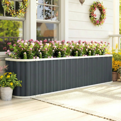 Galvanized Raised Garden Bed, Deep Rot Planter Box, 7' x 2' x 2', Dark Grey Galvanized Planter Boxes at Gallery Canada