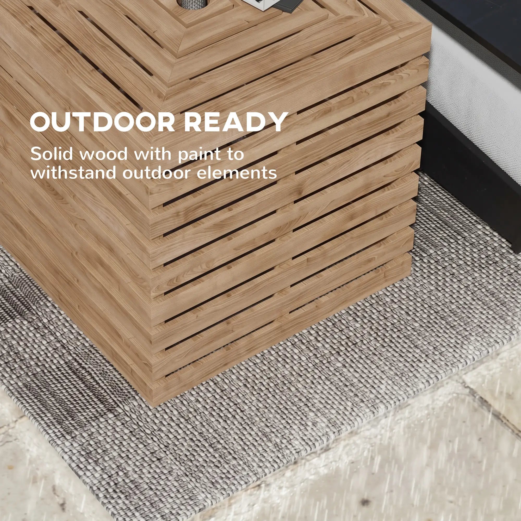 2-In-1 Outdoor Umbrella Base Storage Box Patio Side Table, Brown Patio Storage Boxes at Gallery Canada