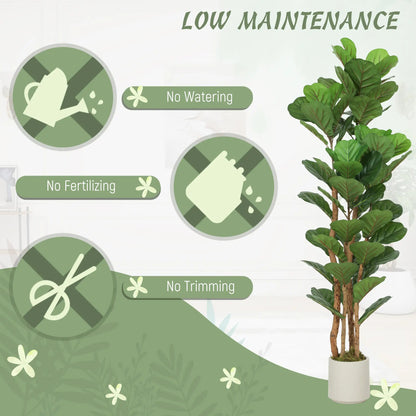 5FT Artificial Fiddle Leaf Fig Tree Set Of 2, Fake Potted Tree, Green Artificial Trees at Gallery Canada