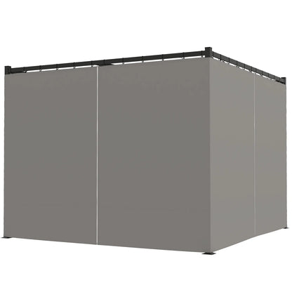 10' x 10' Retractable Pergola, Garden Gazebo with Curtains, Light Grey Pergolas Light Grey at Gallery Canada