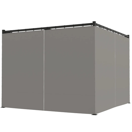 10' x 10' Retractable Pergola, Garden Gazebo with Curtains, Light Grey Pergolas Light Grey at Gallery Canada