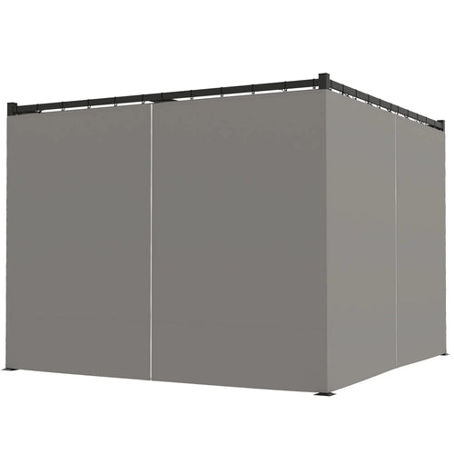 10' x 10' Retractable Pergola, Garden Gazebo with Curtains, Light Grey