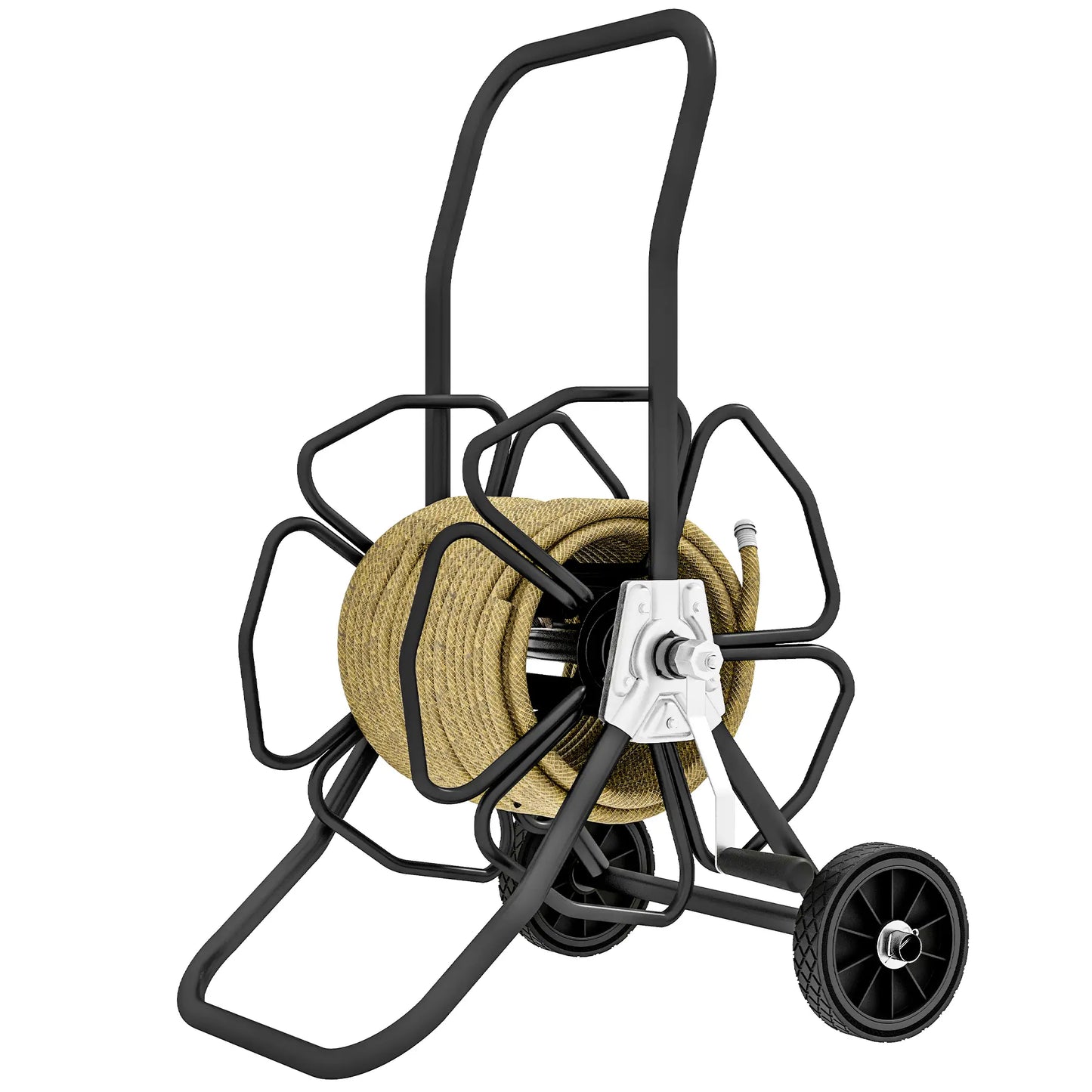 5/8" Hose Reel Cart, 98 ft, Garden Water Hose with Wheels, Black