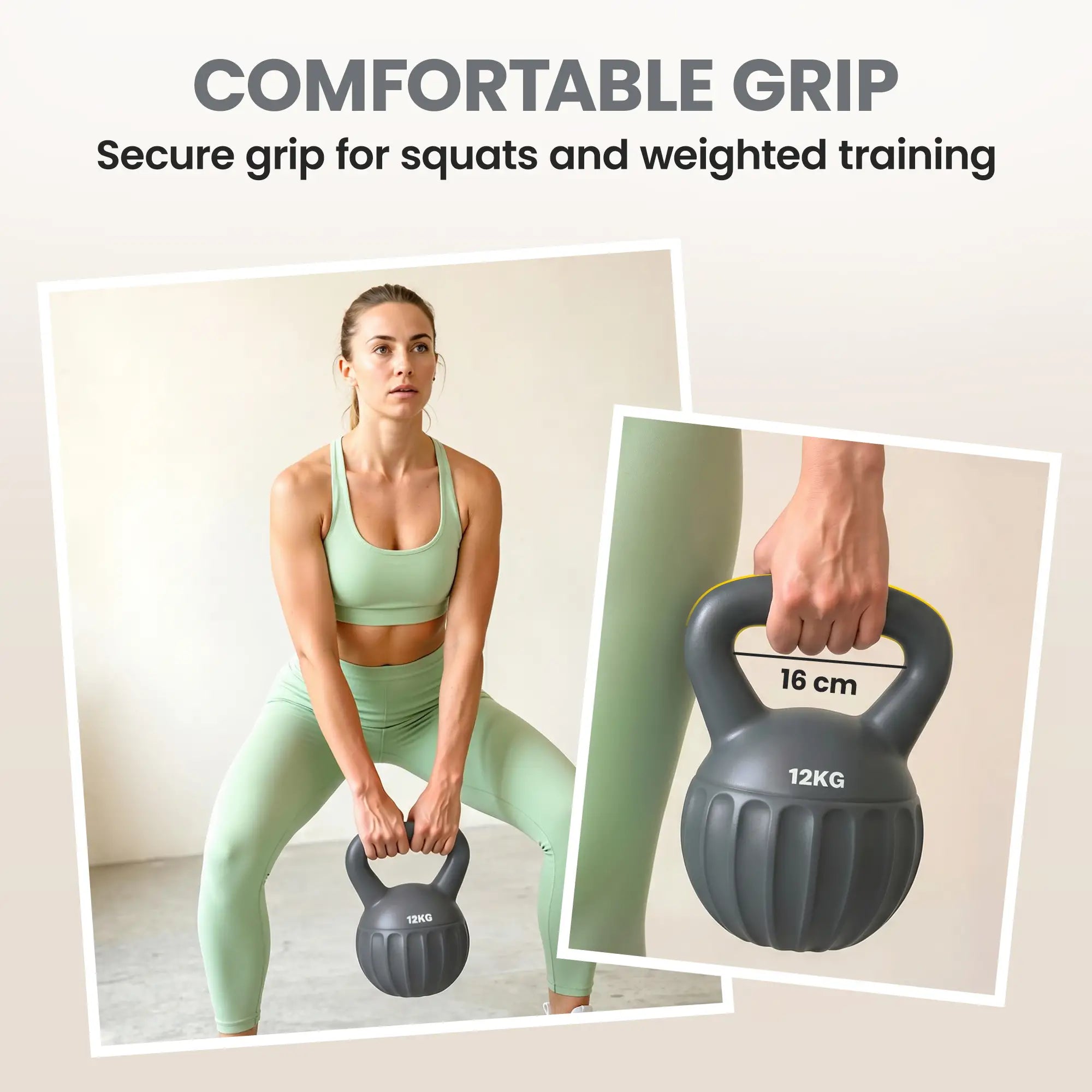 26 lbs Kettlebell With Non-Slip Handle, Home Gym Weight Lifting, Grey Strength Training Equipment at Gallery Canada