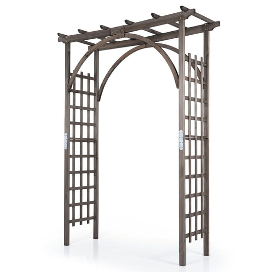 Flat Top Garden Arch Trellis 85" Tall Wood for Climbing Plants and Wedding, Brown Outdoor Decor Brown at Gallery Canada