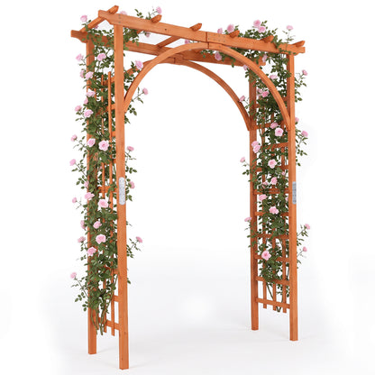 85" Tall Wood Flat Top Garden Arch Trellis, Orange