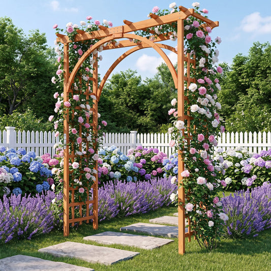 Wood Garden Arch Trellis 85" Tall for Climbing Plants, Orange Garden Arbors Orange at Gallery Canada