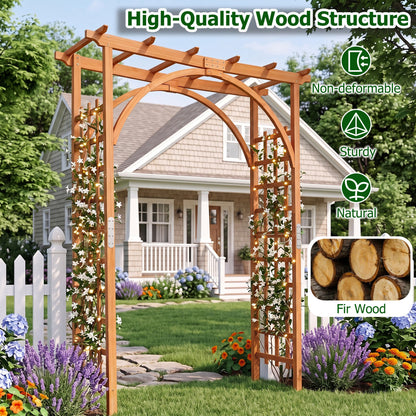 85" Tall Wood Flat Top Garden Arch Trellis, Orange