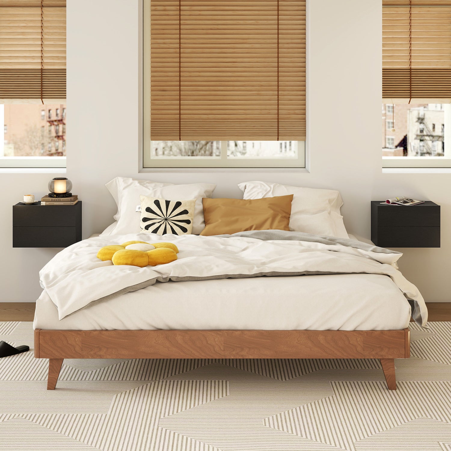 Floating Nightstand with 2 Storage Drawers Wall Mounted for Bedroom, Black Nightstands at Gallery Canada