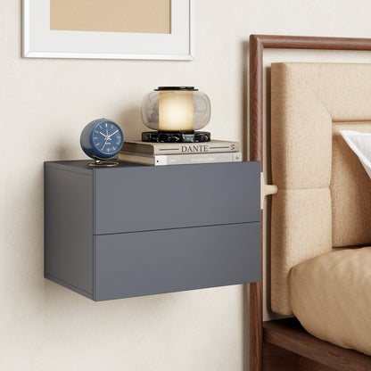 Floating Nightstand with 2 Storage Drawers Wall Mounted for Bedroom, Gray Nightstands at Gallery Canada