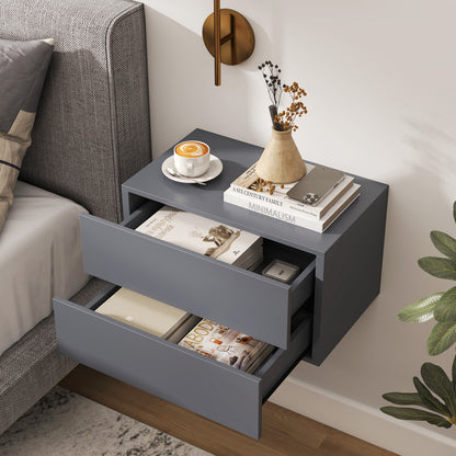 Floating Nightstand with 2 Storage Drawers Wall Mounted for Bedroom, Gray Nightstands at Gallery Canada