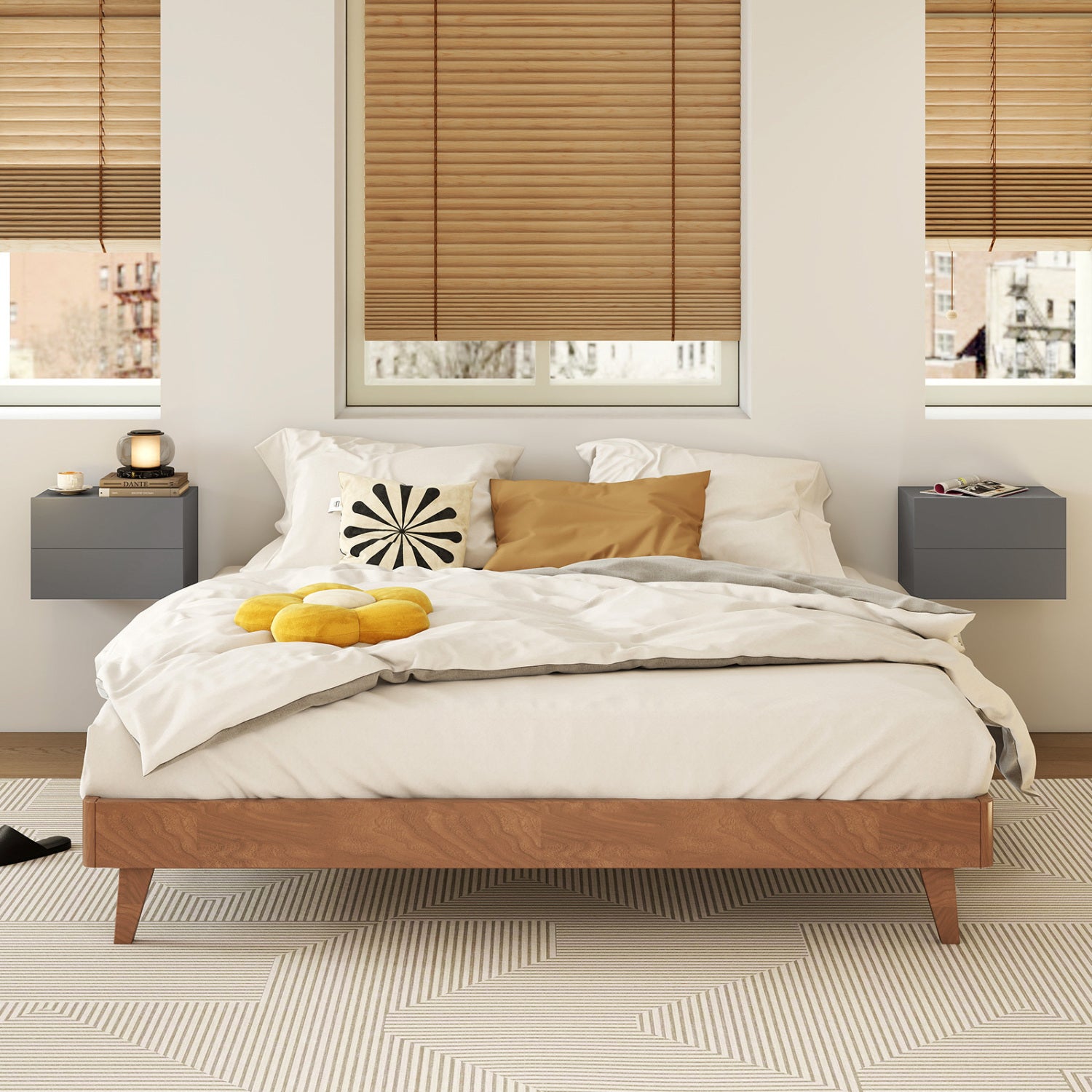 Floating Nightstand with 2 Storage Drawers Wall Mounted for Bedroom, Gray Nightstands at Gallery Canada
