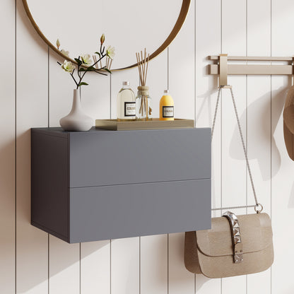 Floating Nightstand with 2 Storage Drawers Wall Mounted for Bedroom, Gray Nightstands at Gallery Canada