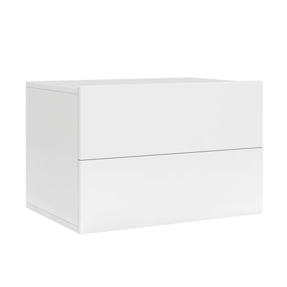 Floating Nightstand, 2 Drawers, Wall Mounted, White