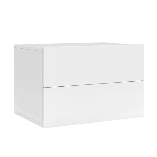 Floating Nightstand, 2 Drawers, Wall Mounted, White
